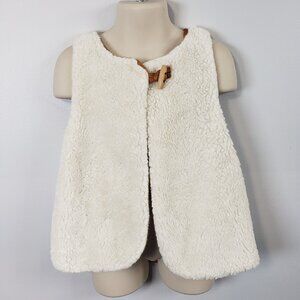 Tahari Faux Fur Vest Girls Size 8 Cream Color ~ Single button front Soft / A275